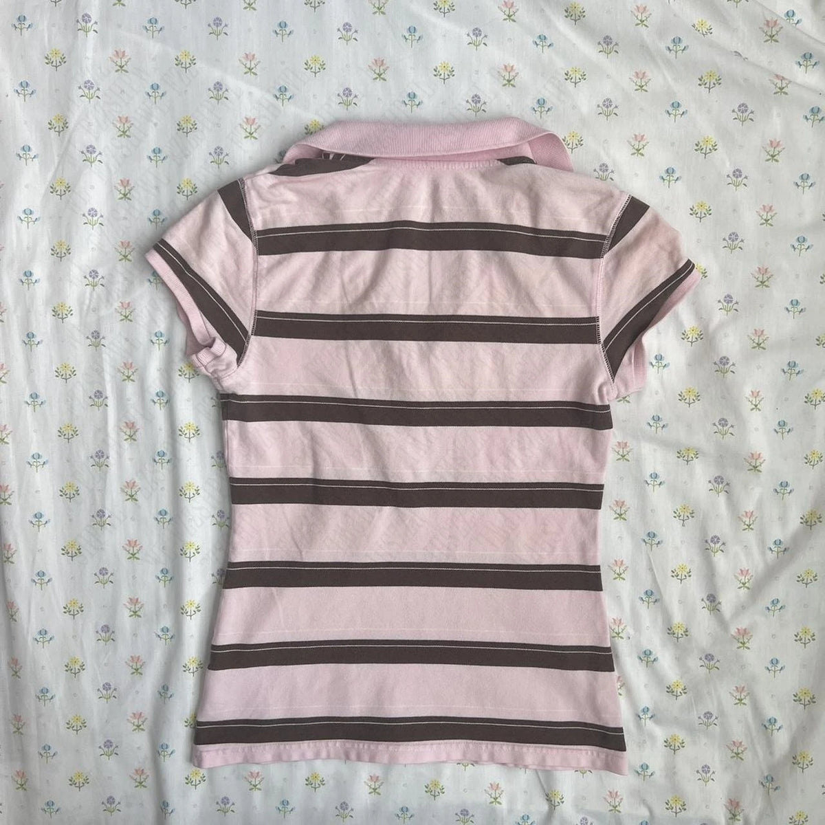 Stripes Maiden Chic Vintage Sweet Clothing Y2K Elegant Woman T-shirts Cute Slim Aesthetic Polo Tops Classic Harajuku Fashion Tee